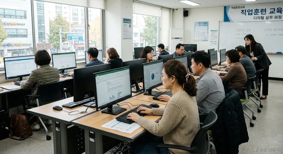 경남도 4050 중장년 맞춤형 자기계발 및 복지 혜택 교육 모습 (AI 생성 이미지)