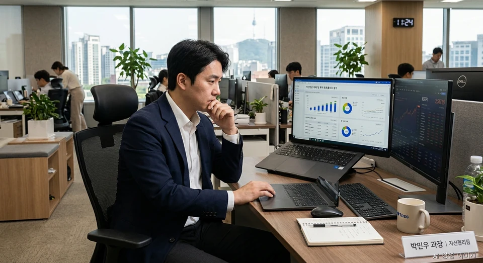 AI 생성 이미지: ISA 및 연금저축 계좌 포트폴리오를 점검하는 한국인 직장인의 모습