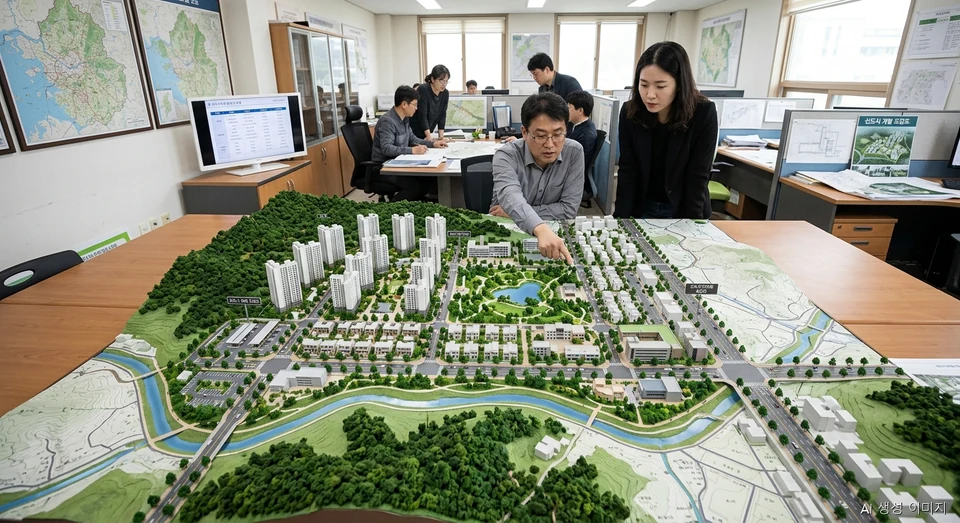 수도권 신규 공공택지 조성 및 주택 개발 계획을 표현한 AI 생성 이미지